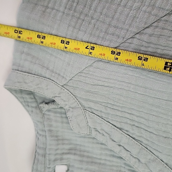 DIP Women's Soft Textured Fabric Lt. Blue Button Down Long Sleeve Oversized Top - Picture 5 of 9